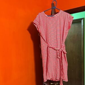 J. Crew Red and White Striped Dress